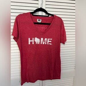 My State Threads Red Wisconsin HOME Logo Graphic T-Shirt Size XL